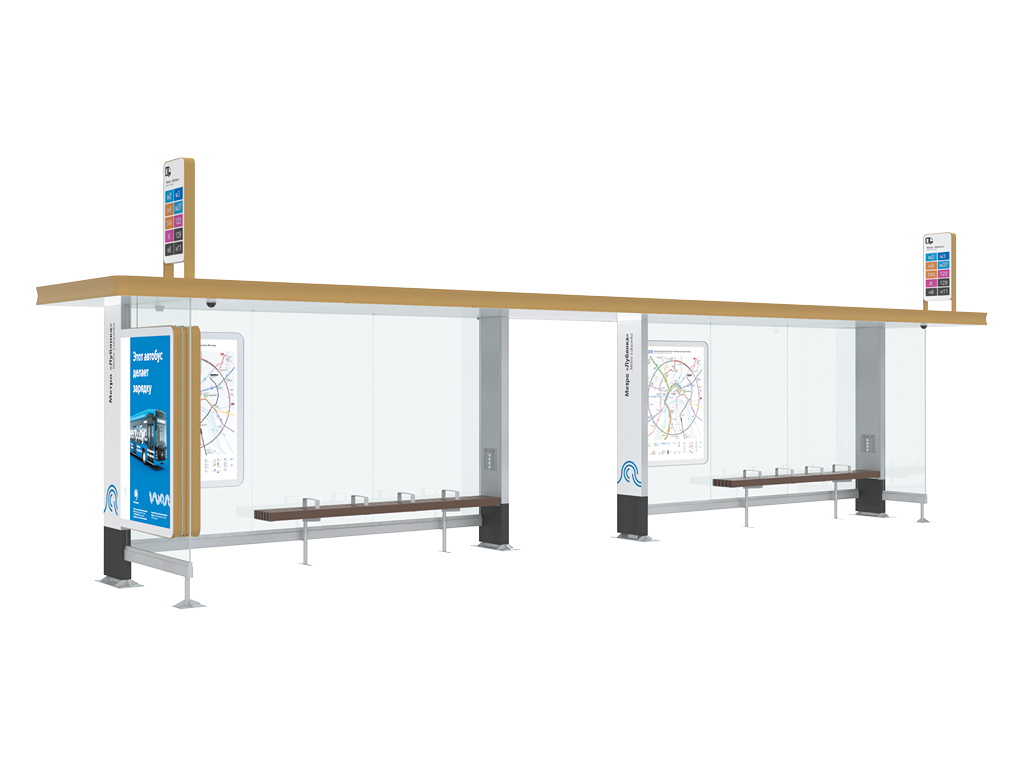 Остановочный павильон «СТАНДАРТ СДВОЕННЫЙ», серия «СИТИ»